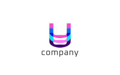 Logotipo de color de letra U Joy Media