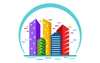 Modèle de logo de bâtiments colorés immobiliers