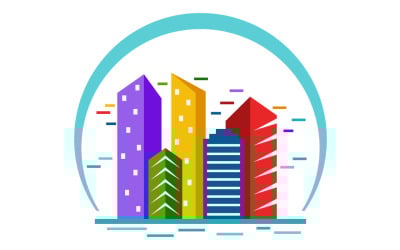 Plantilla de logotipo de edificios coloridos de bienes raíces