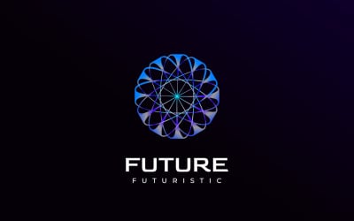 Tech Mandala Gradient Kulaté Logo budoucnosti