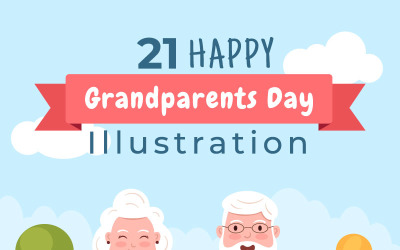 21 Glückliche Großeltern-Tagesillustration