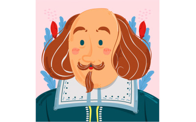 Gratis Portret Cartoon Shakespeare Illustratie