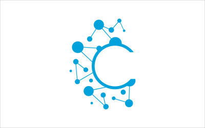 Modèle de logo vectoriel lettre C technologie LAN