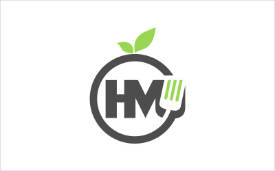 Modelo de logotipo de vetor de comida saudável HM