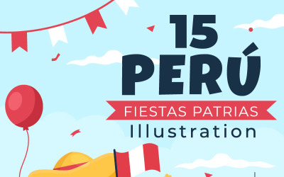 15 Fiestas Patrias Peru Ilustracja