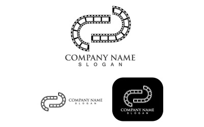 Plantilla de elemento de logotipo de medios de película de tira de película V5