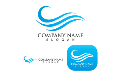 Plantilla de diseño de logotipo de playa de olas de agua V11