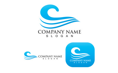Plantilla de diseño de logotipo de playa de olas de agua V21