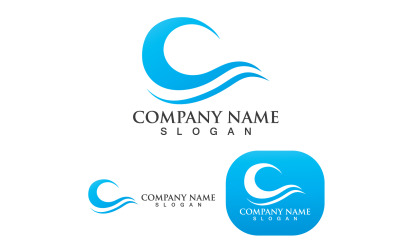 Plantilla de diseño de logotipo de playa de olas de agua V4