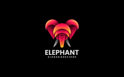 Elephant Head Gradient Logo Design