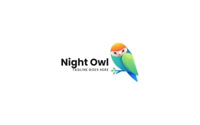 Gece Baykuşu Renkli Logo Tarzı