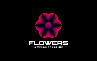 Květiny Barevný Přechod Logo Design