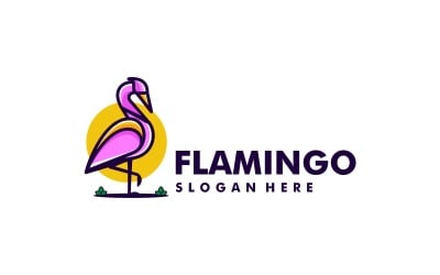 Flamingo Simple Mascot Logo Design