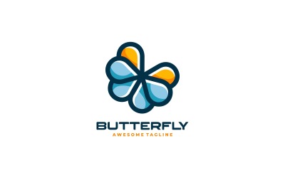 Kelebek Maskot Renkli Logo