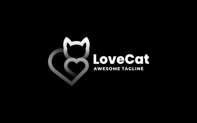 Love Cat Line Art Logo Style