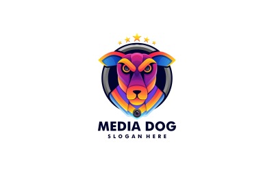 Medya Köpek Gradyan Renkli Logo Tarzı