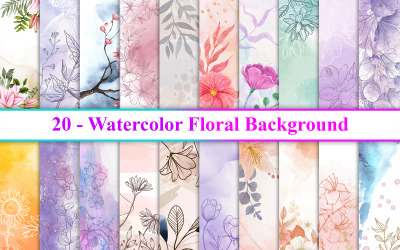 Aquarell-Blumenhintergrund-Bündel