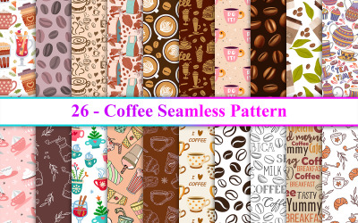Kaffe sömlösa mönster, kaffe mönster, kaffe bakgrund