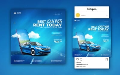 Modelos de postagem de mídia social de venda de carros