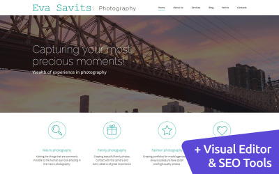 Eva Savits - Fotoğraf Portföyü Fotoğraf Galerisi Web Sitesi Destekleyen MotoCMS 3 Web Sitesi Oluşturucu