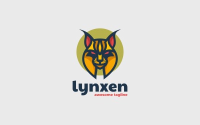 Luchs-einfacher Maskottchen-Logo-Stil