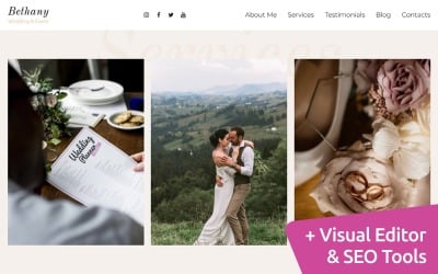 Ontwerp van MotoCMS-website voor bruiloftsplanning