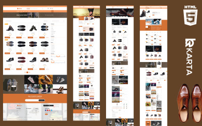 karta Bazar butów męskich Szablon witryny e-commerce HTML5