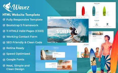 Wavez - Modèle de site Web HTML5 de surf