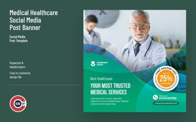 Banner di post sui social media per l&amp;#39;assistenza sanitaria medica