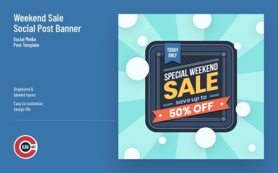 Banner per post sui social media di vendita del fine settimana