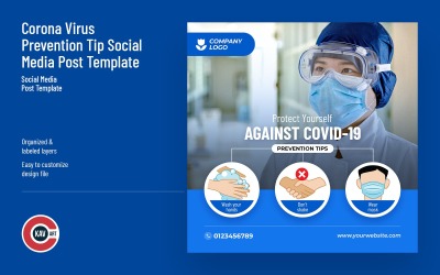 Corona virüsü önleme ipucu sosyal medya gönderi şablonu