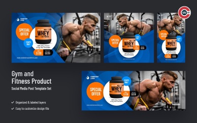 Ensemble de bannière de médias sociaux de produit de nutrition de forme physique