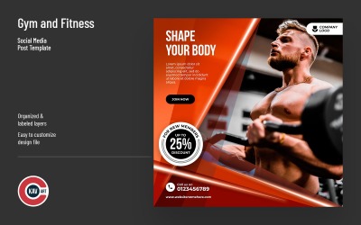 Gym &amp;amp; Fitness Inläggsmall för sociala medier