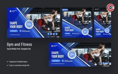 Gym And Fitness Social Media Banner Set