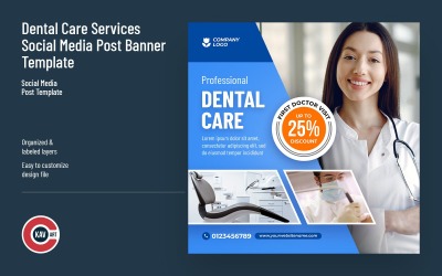 Modello di post sui social media per servizi di cure dentistiche