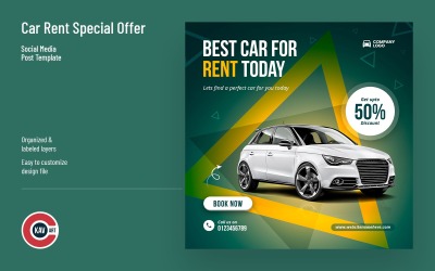 Modello di social media per l&amp;#39;offerta speciale di noleggio auto