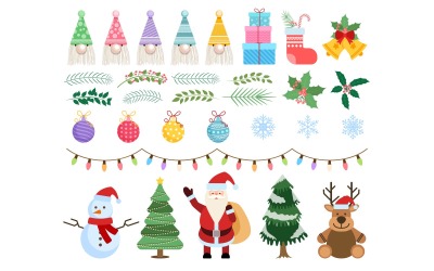 Paquete de ilustración de elementos navideños
