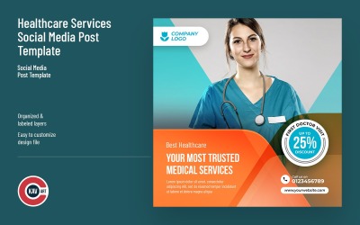 Plantilla de publicación en redes sociales de servicios de atención médica