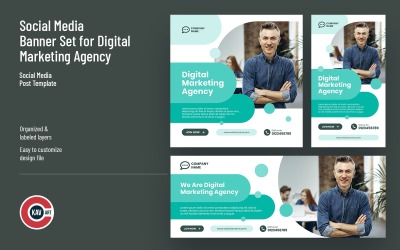 Set di banner per social media per agenzia di marketing digitale