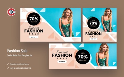 Sommar mode försäljning sociala medier banner set