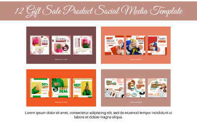 12 Geschenkenverkoop Product Sociale Media-sjabloon