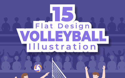 15 ilustración de dibujos animados de jugador de voleibol