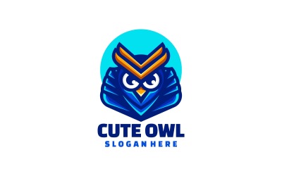 Logotipo de mascota simple de búho lindo