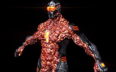 MechOrg Humanoide Cyborg-Kreatur manipulierter 3D-Charakter