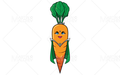 Морква супергероя талісман Векторні ілюстрації