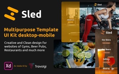 Traîneau | Kit d'interface utilisateur pour salles de sport, bières et restaurants pour Adobe XD
