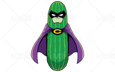 Concombre Superhero Mascot Vector Illustration
