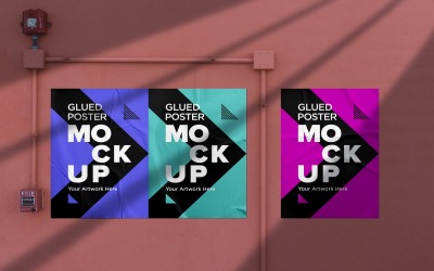 Crumpled and Poster Mockup with shadow overlay effect