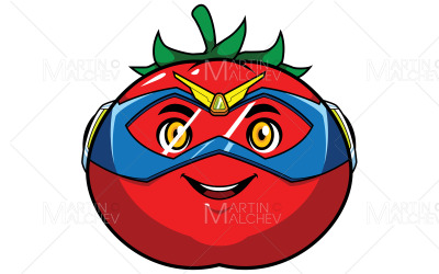 番茄超级英雄吉祥物矢量图
