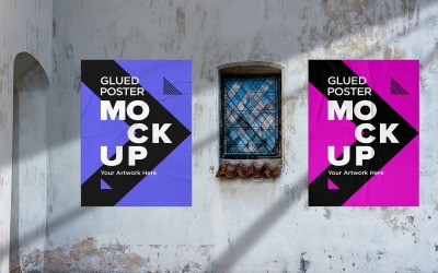 Glued &amp;amp; Wrinkled Poster Mockup